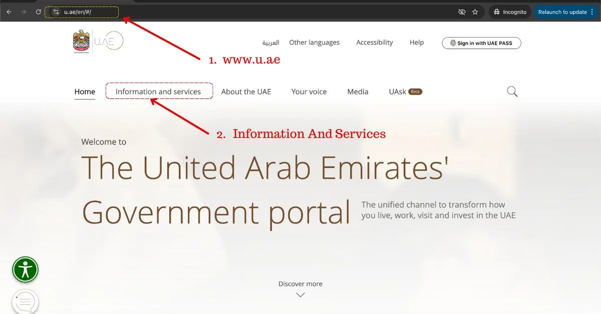 website for visa status u.ae